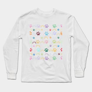 Colorful rainbow and paw prints Long Sleeve T-Shirt